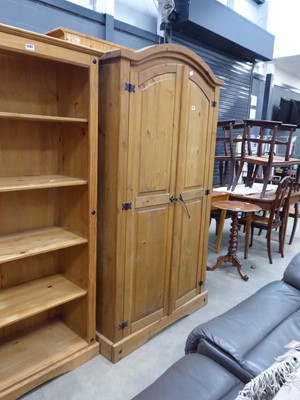 Lot 5293 - Dome topped rustic pine double door wardrobe