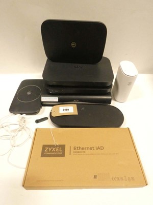 Lot 2408 - Assorted Sky Q TV boxes and routers
