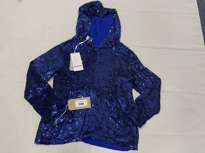 Lot 3485 - Parosh blue sequin hoodie size small (hanging)