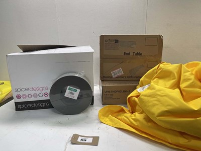 Lot 3570 - Large yellow flat beanbag cushion, x2 flatpack...