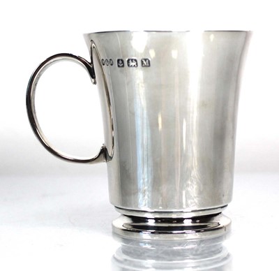 Lot 204 - A silver Christening mug of flared form, Hukin...