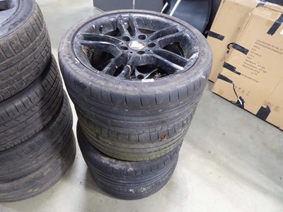 Lot 4077 - Four 18" BMW black alloy wheels with assorted...