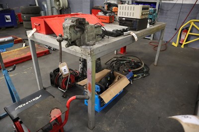 Lot 47 - 2m x 1m steel and aluminium framed work bench...