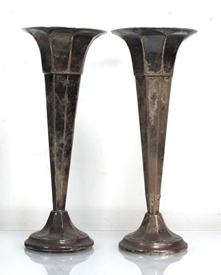 Lot 217 - A pair of early 20th century silver vases of...