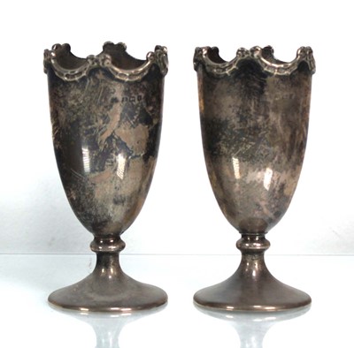 Lot 218 - A pair of early 20th century silver vases of...