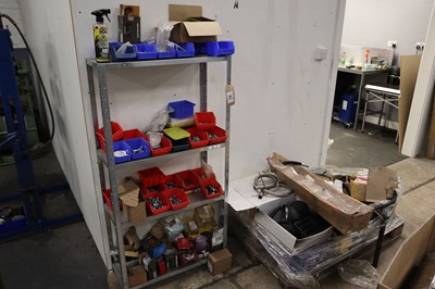 Lot 61 - Rack of lin bins containing nuts, bolts,...