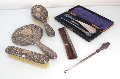 Lot 225 - A group of silver dressing table items...