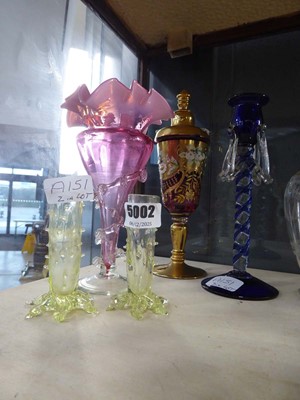 Lot 5002 - Five items of glass including a Bohemian...