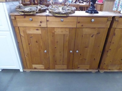 Lot 5101 - Modern pine dresser with 3 drawers and 3 doors