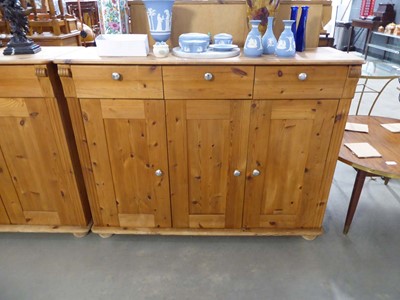 Lot 5102 - Modern pine dresser with 3 drawers and 3 doors