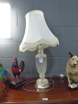 Lot 5021 - Moulded glass table lamp with cream shade