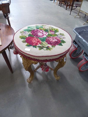 Lot 5105 - Victorian gilt painted stool with tapestry...