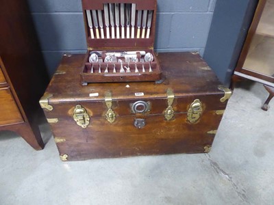 Lot 5027 - Brass bound elm trunk
