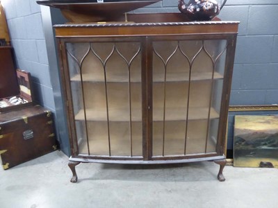 Lot 5029 - Mahogany two door display cabinet on claw and...
