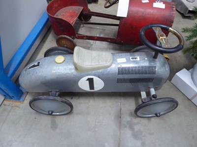 Lot 4207 - Vintage silver childs car