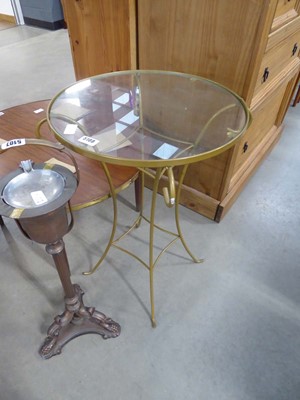 Lot 5108 - Modern brass finish side table with glass surface