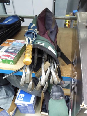 Lot 4216 - John Letters green and red golf bag with a...