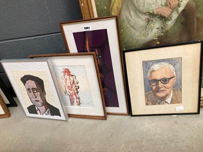 Lot 5061 - 4 x pictures to include Watercolour portrait...