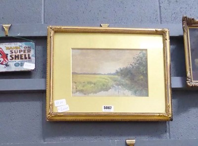 Lot 5067 - Watercolour of river scene by WF Garden