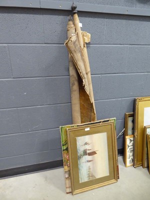 Lot 5080 - Map of Isle of Ely, watercolour and a tapestry...