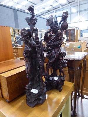 Lot 5093 - Pair of Oriental export carved wood figures