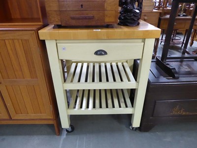 Lot 5094 - Butchers block on a pale green painted base