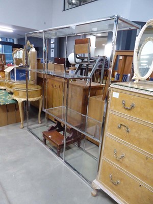 Lot 5147 - Modern chrome shelving system of square form...