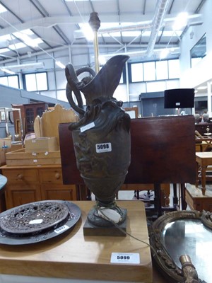 Lot 5098 - Spelter table lamp base of urn shaped form...