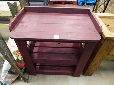 Lot 4240 - Small wooden side table with two slatted...