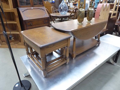 Lot 5152 - Ercol drop leaf side table and nest of 3...