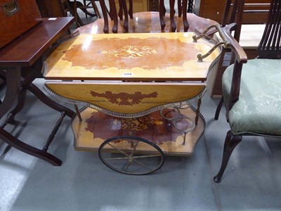 Lot 5159 - Italian inlaid 2 tier drinks trolley