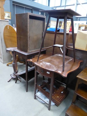 Lot 5211 - Turned wooden plant stand, tambour fronted...