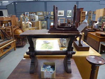 Lot 5169 - Rustic oak stool and another, smaller