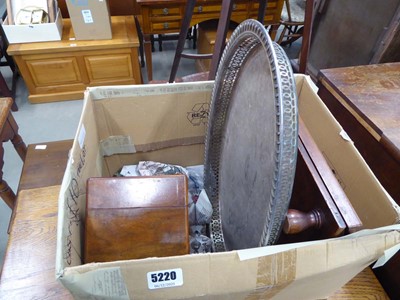 Lot 5220 - Box containing a table top writing slope,...