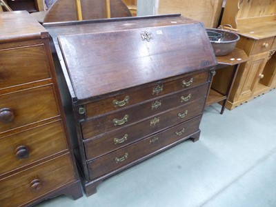 Lot 5224 - Georgian oak bureau with four drawers under