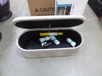 Lot 5237 - Pleated ottoman with suede effect seat