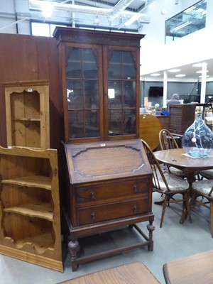 Lot 5183 - 1920s oak bookcase bureau