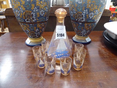 Lot 5194 - Pale pink glass decanter decorated with...