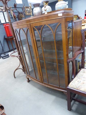 Lot 5197 - Mahogany bow fronted 3 door display cabinet