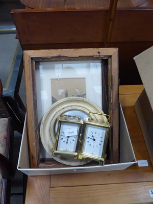 Lot 5199 - Box containing 2 modern carriage clocks, small...