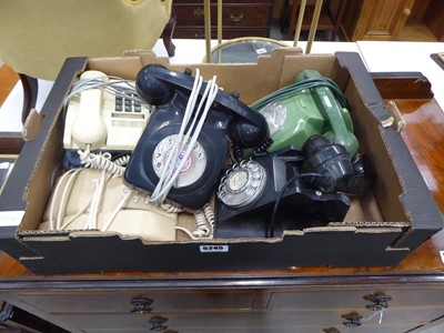 Lot 5245 - Box containing six vintage rotary dial telephones