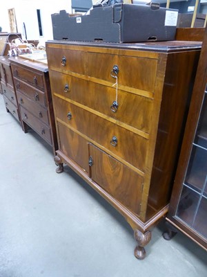 Lot 5246 - Walnut chest of two over three drawers with...