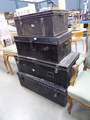 Lot 5253 - 4 tin travelling trunks
