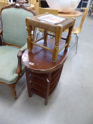Lot 5254 - (4) Five tier oval side table plus a strung stool
