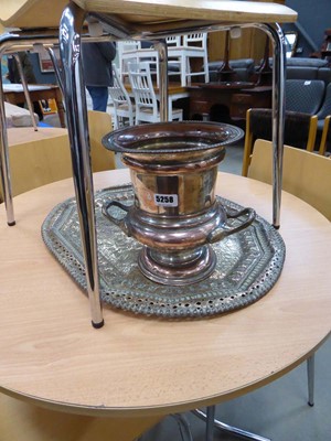 Lot 5258 - Silver plated serving tray plus a wine cooler