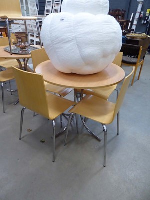 Lot 5260 - Circular beech finished cafe table on chromed...