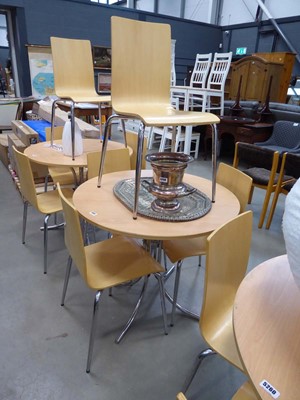 Lot 5261 - Circular beech finished cafe table on chromed...