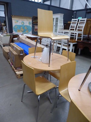 Lot 5262 - Circular beech finished cafe table on chromed...
