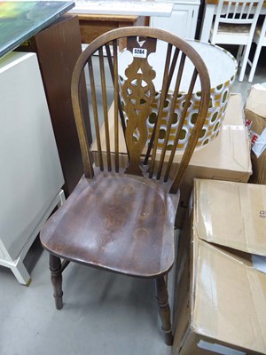 Lot 5264 - Elm seated wheel back dining chair