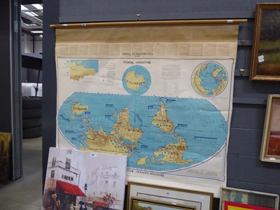 Lot 5271 - 1960s pull down map of the world